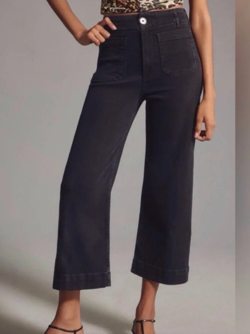 Anthropologie Pilcro The Skipper Cropped Stretch Black Jean - Size 30 - Sailor - Picture 1 of 4